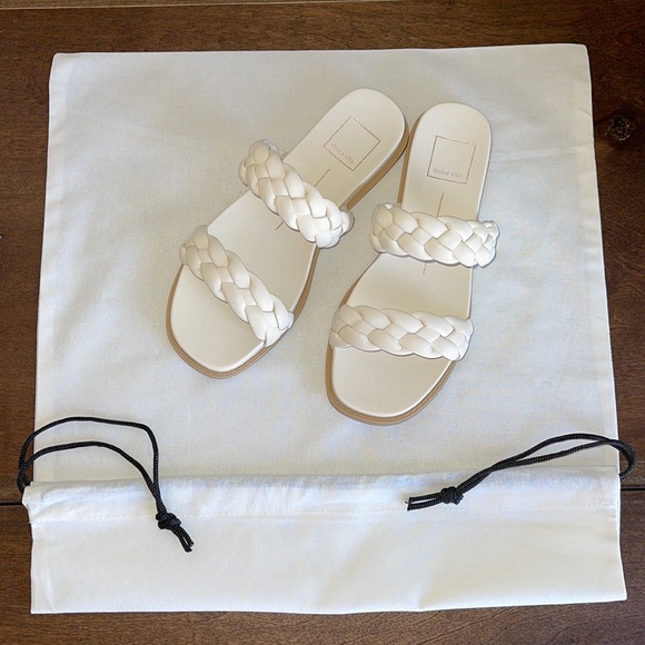 NIB Dolce Vita “Gabbie” Braided Double Strap Sandals Chalk-beige Size 8 - Picture 9 of 14